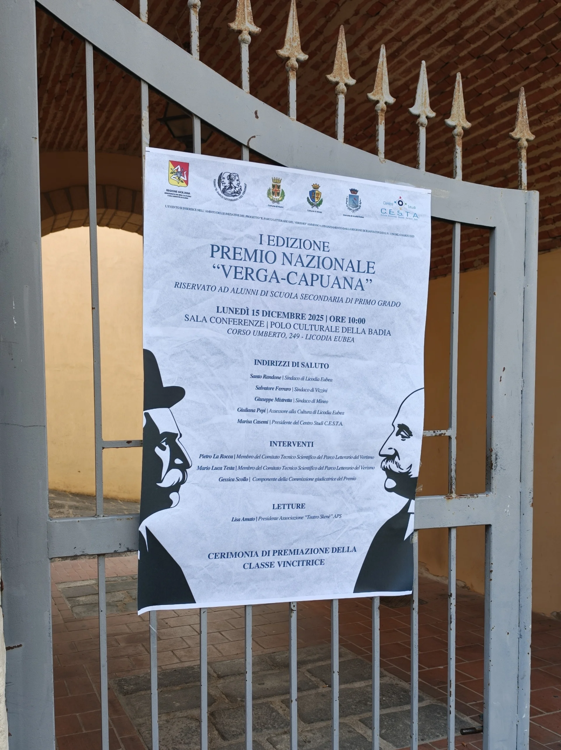 Grande successo per la I Edizione del Premio Nazionale "Verga-Capuana" Premiata la poesia "Giaciglio rosso" nella cerimonia di Licodia Eubea