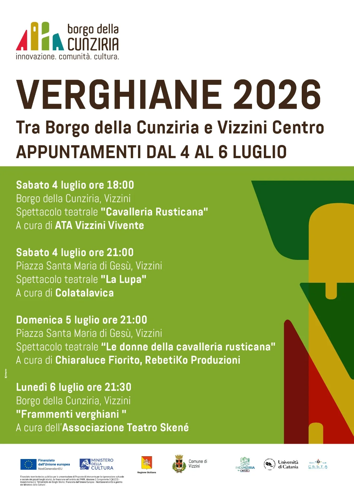 La Cunziria torna al centro della scena: dal 4 al 6 luglio le Verghiane 2026 a Vizzini