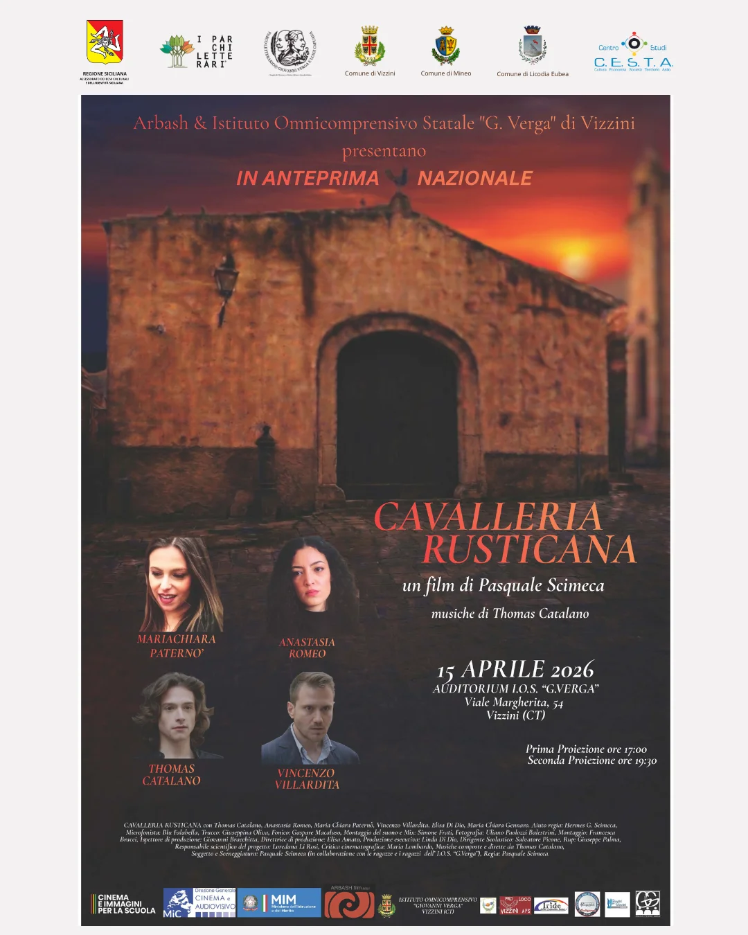 Il Parco Letterario Giovanni Verga e Luigi Capuana sostiene l’anteprima nazionale di “Cavalleria Rusticana” a Vizzini